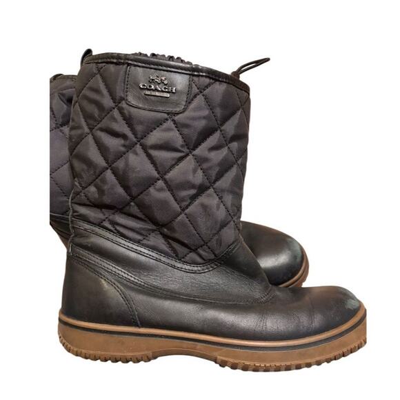 COACH Samara Women's Black Mid-Calf Snow Boots Size 9B Winter Fashion - Picture 3 of 7